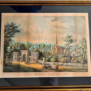 Antique Unique Lithography Baltimore Cemetery